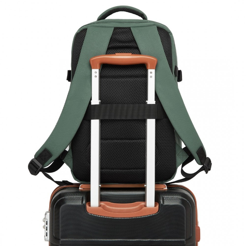 Kono BPK2504 Backpack in Green with Red Trim - Water-Resistant Cabin Backpack for 15.6” Laptops