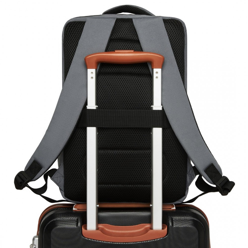 Kono BPK2504 Backpack in Grey with Red Trim - Water-Resistant Cabin Backpack for 15.6” Laptops