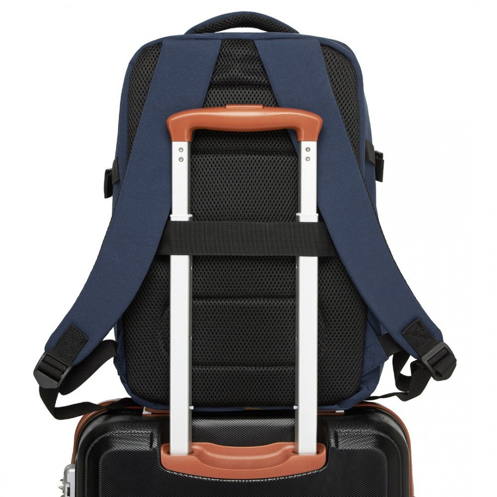 Kono BPK2504 Backpack in Navy with Red Trim - Water-Resistant Cabin Backpack for 15.6” Laptops