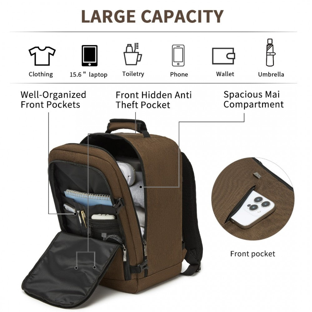 Kono BPK2531S Backpack in Brown – Smart and Practical Laptop Backpack, Designed for Work, Travel & Everyday Use