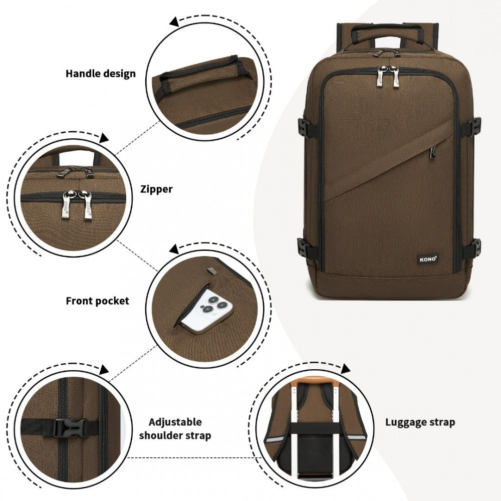 Kono BPK2531S Backpack in Brown – Smart and Practical Laptop Backpack, Designed for Work, Travel & Everyday Use
