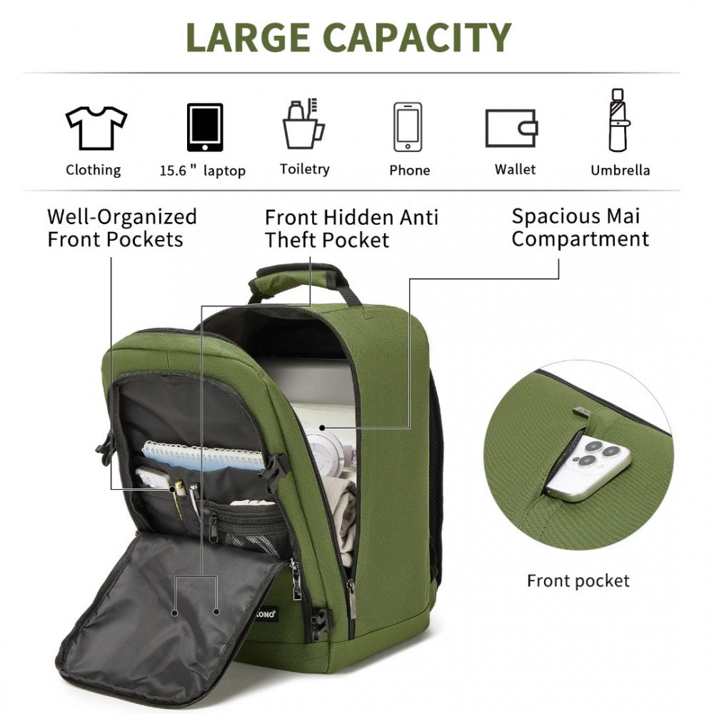 Kono BPK2531S Backpack in Green – Smart and Practical Laptop Backpack, Designed for Work, Travel & Everyday Use