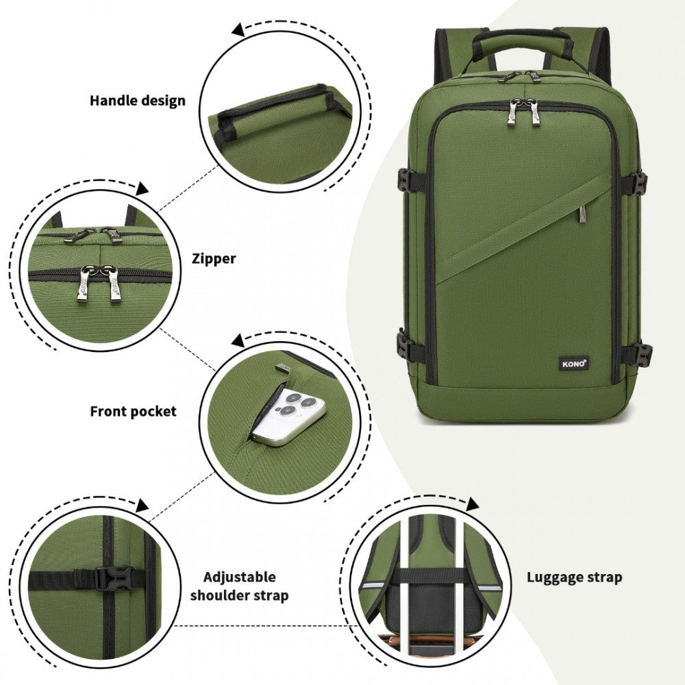 Kono BPK2531S Backpack in Green – Smart and Practical Laptop Backpack, Designed for Work, Travel & Everyday Use