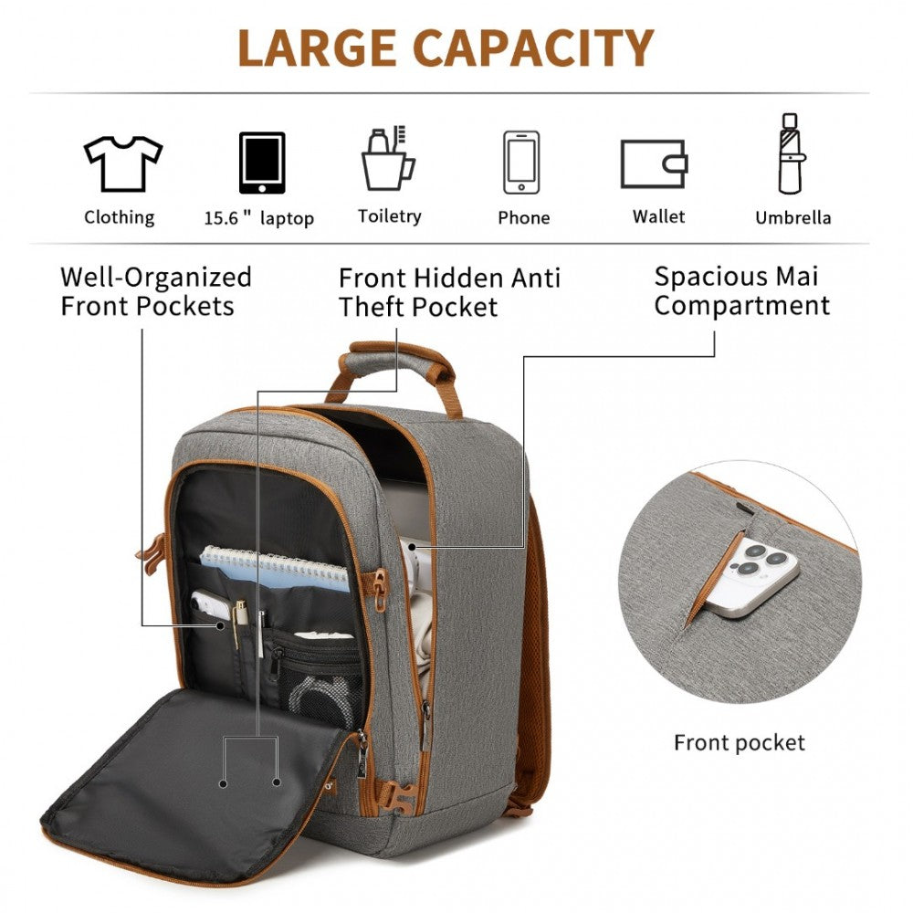 Kono BPK2531S Backpack in Grey & Brown – Smart and Practical Laptop Backpack, Designed for Work, Travel & Everyday Use