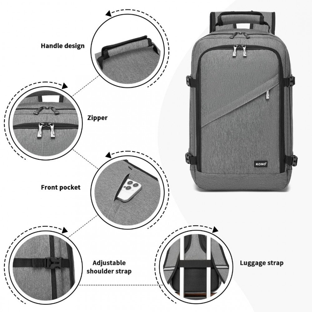Kono BPK2531S Backpack in Grey – Smart and Practical Laptop Backpack, Designed for Work, Travel & Everyday Use
