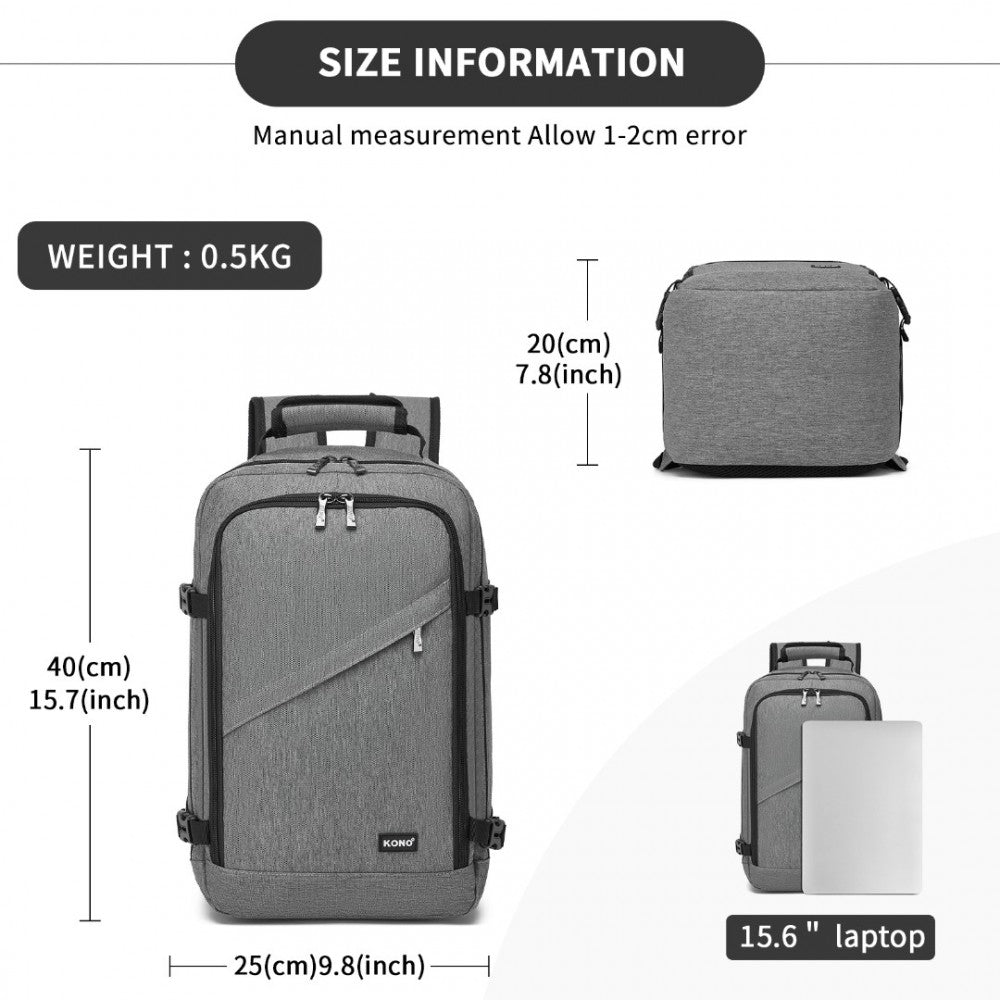 Kono BPK2531S Backpack in Grey – Smart and Practical Laptop Backpack, Designed for Work, Travel & Everyday Use