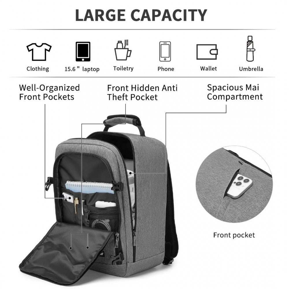 Kono BPK2531S Backpack in Grey – Smart and Practical Laptop Backpack, Designed for Work, Travel & Everyday Use