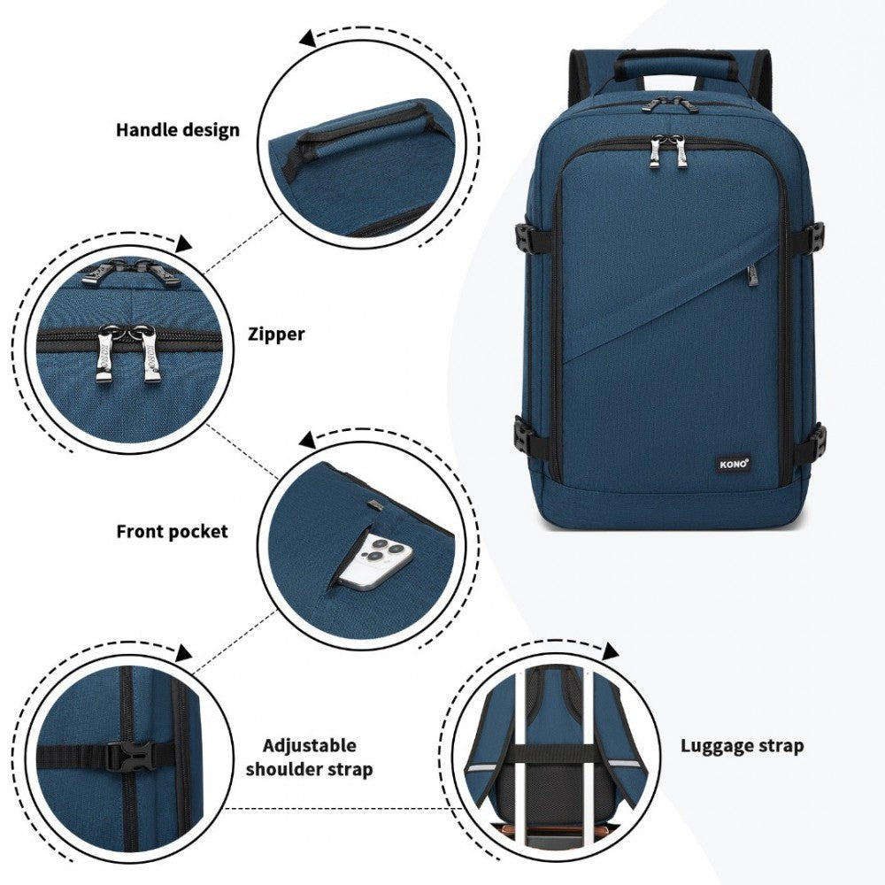 Kono BPK2531S Backpack in Navy – Smart and Practical Laptop Backpack, Designed for Work, Travel & Everyday Use