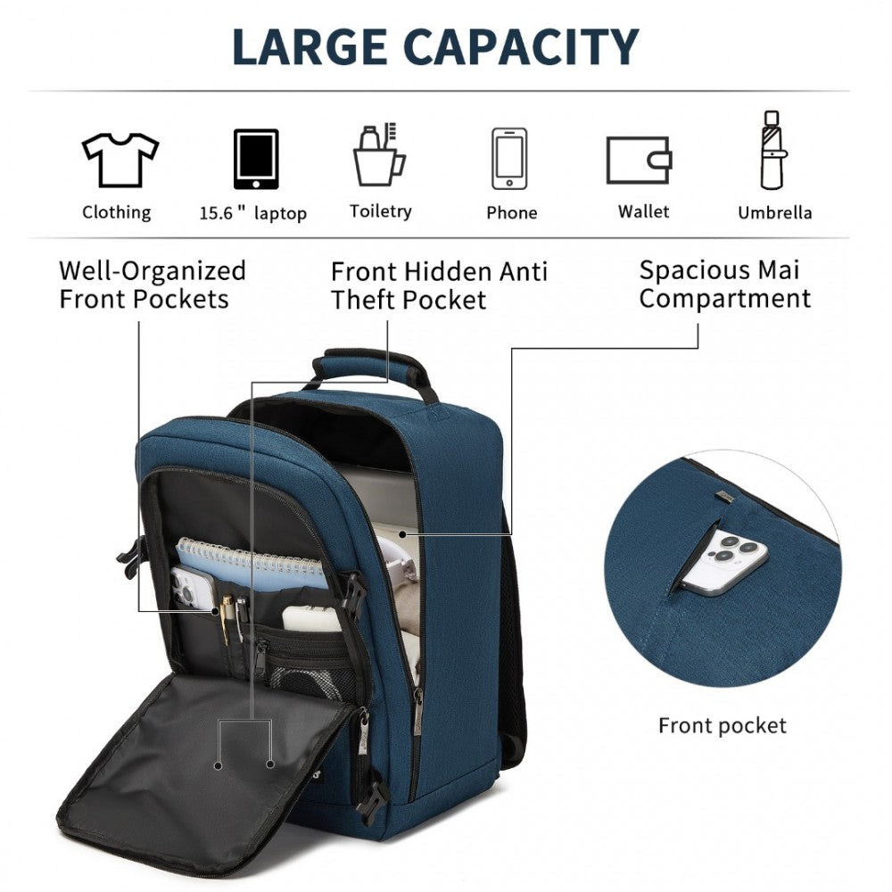 Kono BPK2531S Backpack in Navy – Smart and Practical Laptop Backpack, Designed for Work, Travel & Everyday Use