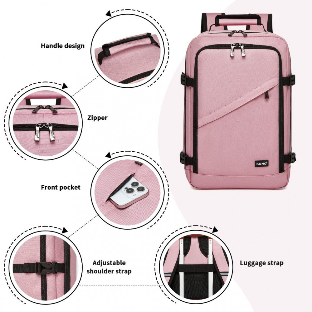 Kono BPK2531S Backpack in Pink – Smart and Practical Laptop Backpack, Designed for Work, Travel & Everyday Use