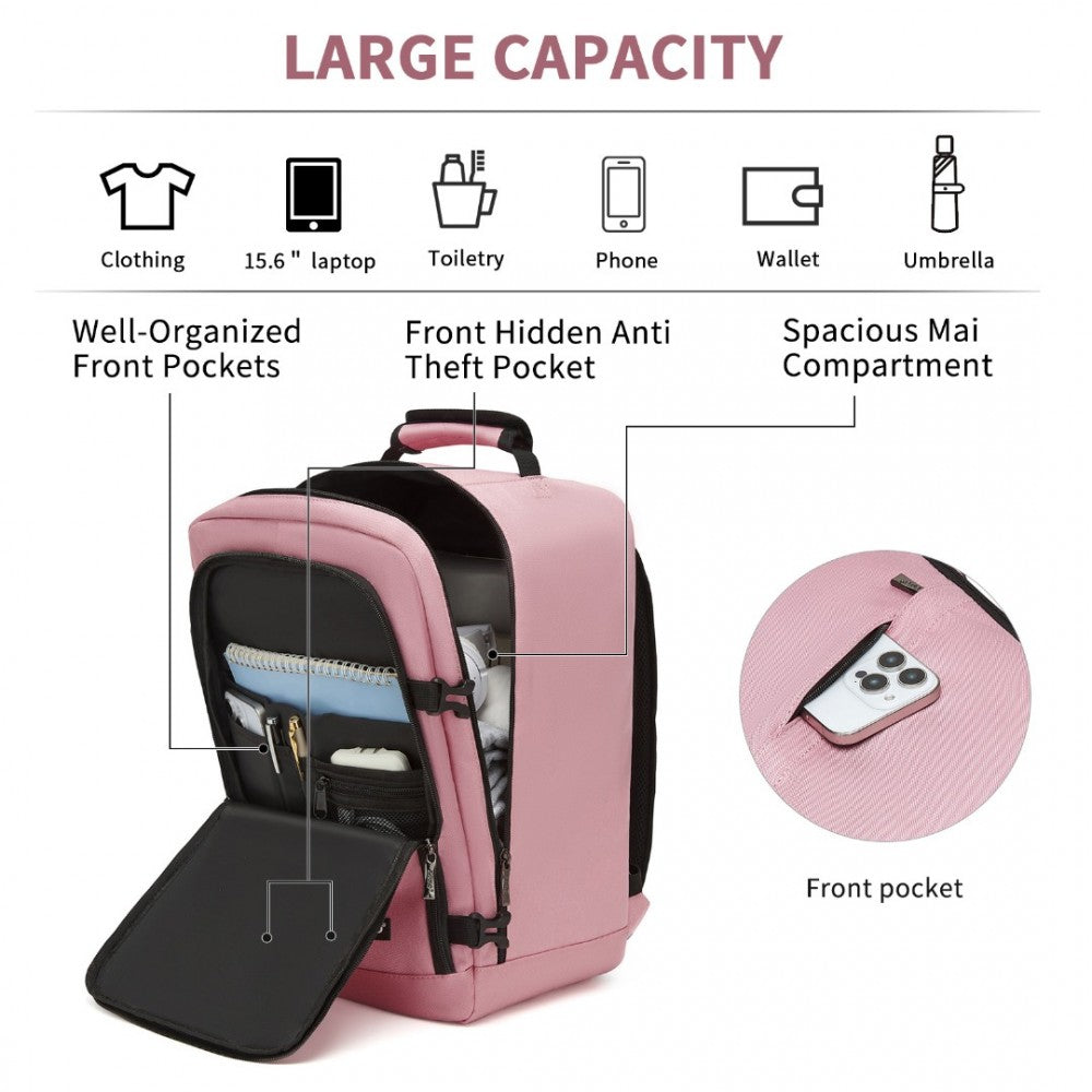 Kono BPK2531S Backpack in Pink – Smart and Practical Laptop Backpack, Designed for Work, Travel & Everyday Use