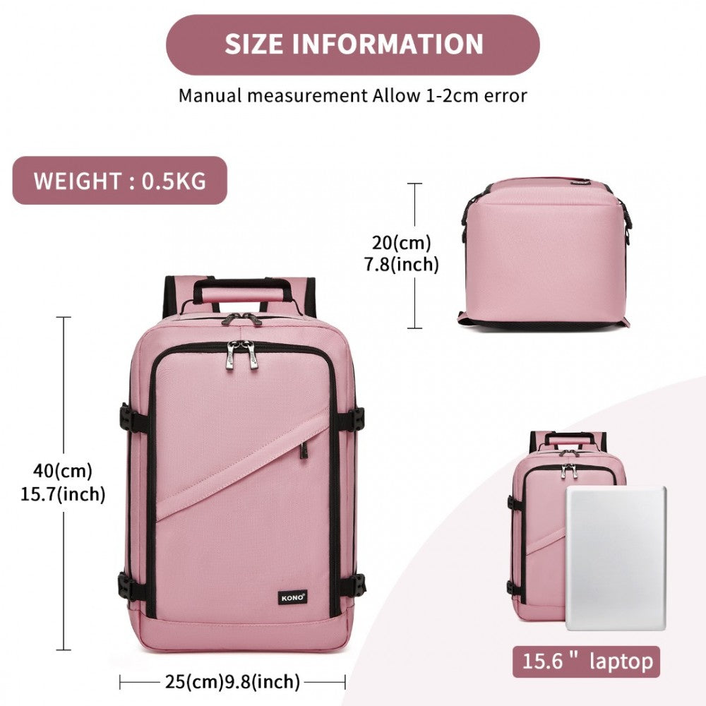 Kono BPK2531S Backpack in Pink – Smart and Practical Laptop Backpack, Designed for Work, Travel & Everyday Use