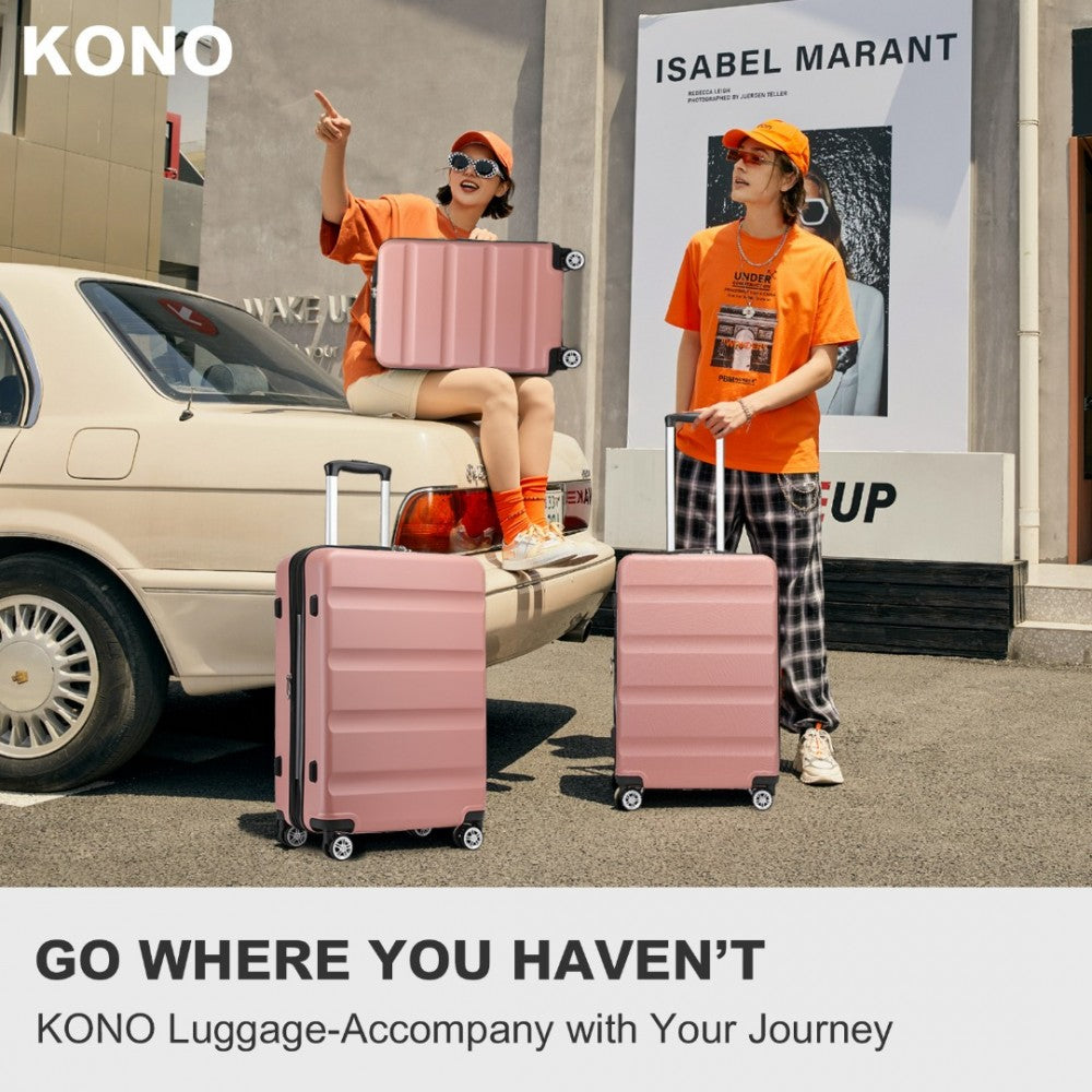 Kono KSK2482 3-Piece Luggage Set in Nude - Hard Shell ABS+PC Suitcases with TSA Lock