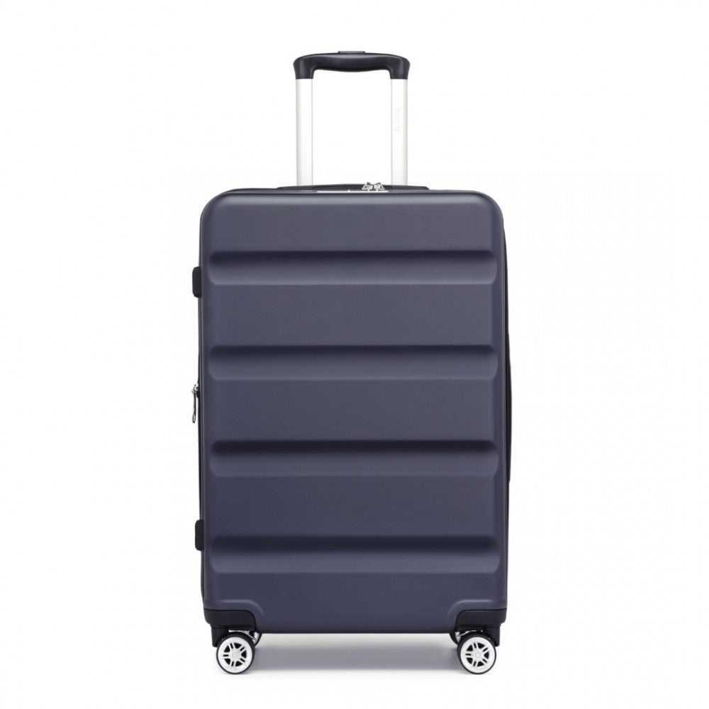 Kono KSK2482 Large Luggage in Navy (75x47.5x29.5cm) - Expandable Horizontal Engraved Hard Shell ABS+PC Check-In Suitcase with TSA Lock