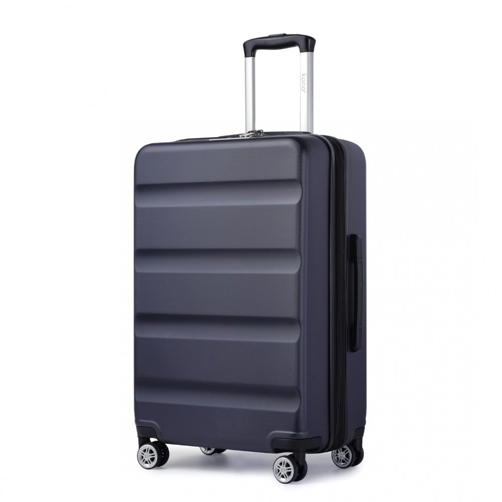 Kono KSK2482 Large Luggage in Navy (75x47.5x29.5cm) - Expandable Horizontal Engraved Hard Shell ABS+PC Check-In Suitcase with TSA Lock
