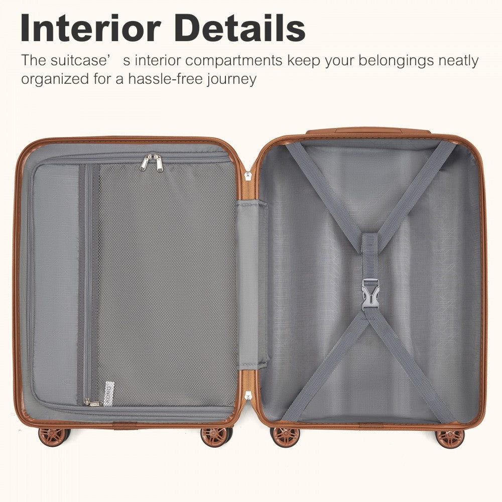 Kono KSK2484 3-Piece Luggage Set in Burgundy and Tan - Expandable Lightweight Hard Shell Suitcase with TSA Lock