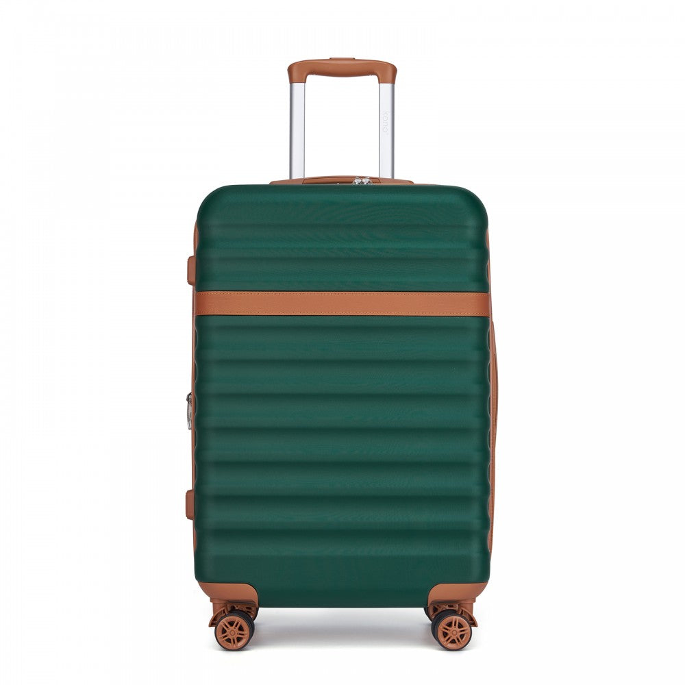 Kono KSK2484 Mid-Size Luggage in Green and Tan (65x43.5x25cm) - Expandable Lightweight Hard Shell Suitcase with TSA Lock