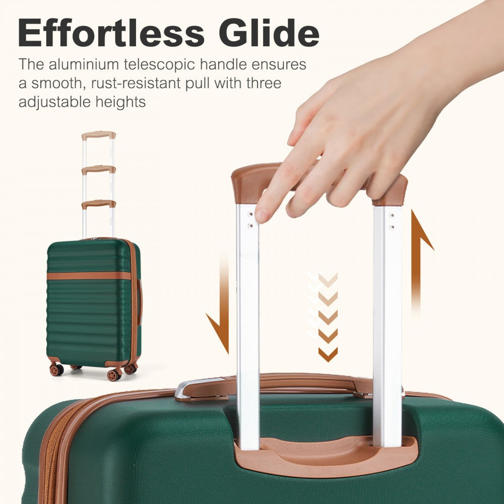 Kono KSK2484 3-Piece Luggage Set in Green and Tan - Expandable Lightweight Hard Shell Suitcase with TSA Lock