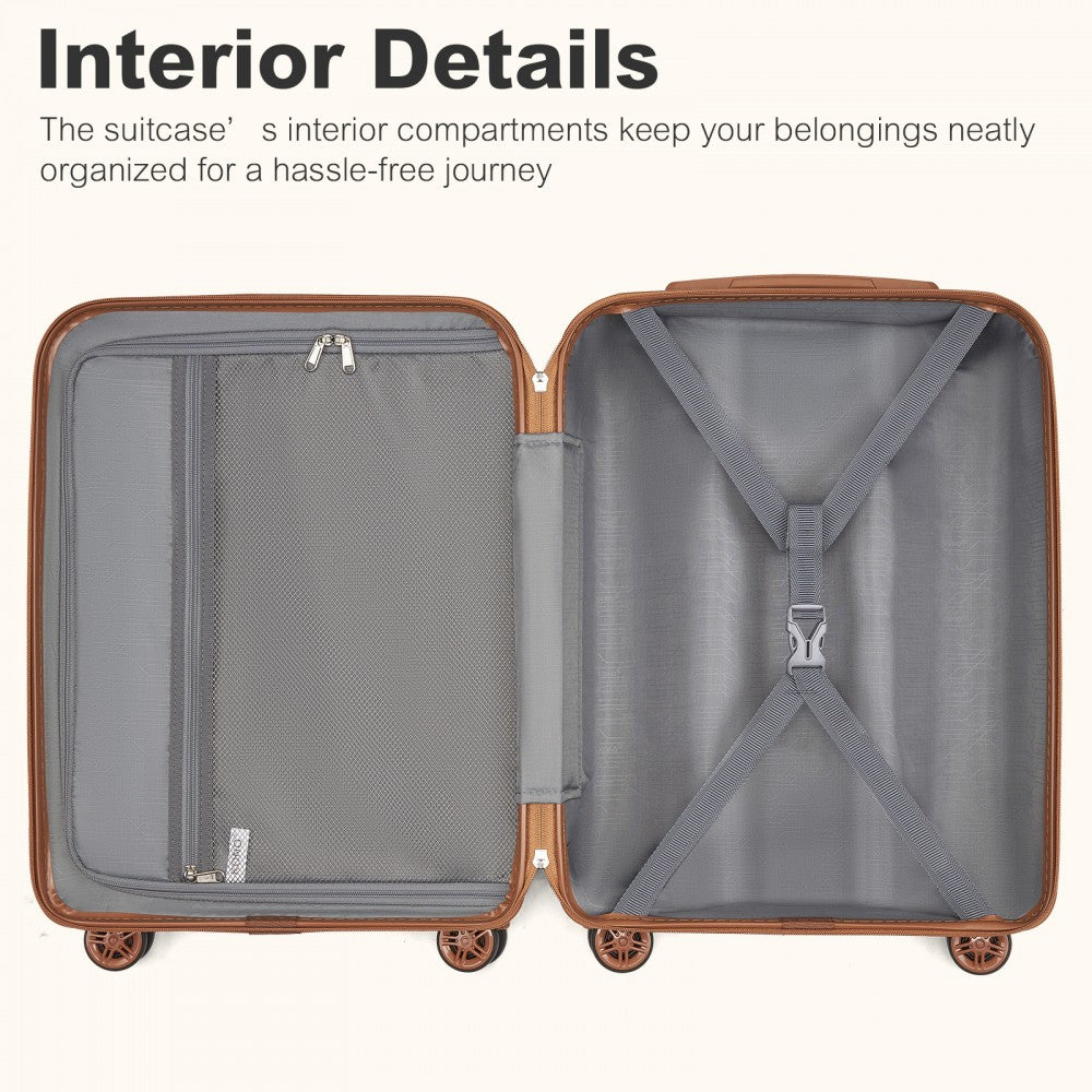 Kono KSK2484 3-Piece Luggage Set in Green and Tan - Expandable Lightweight Hard Shell Suitcase with TSA Lock