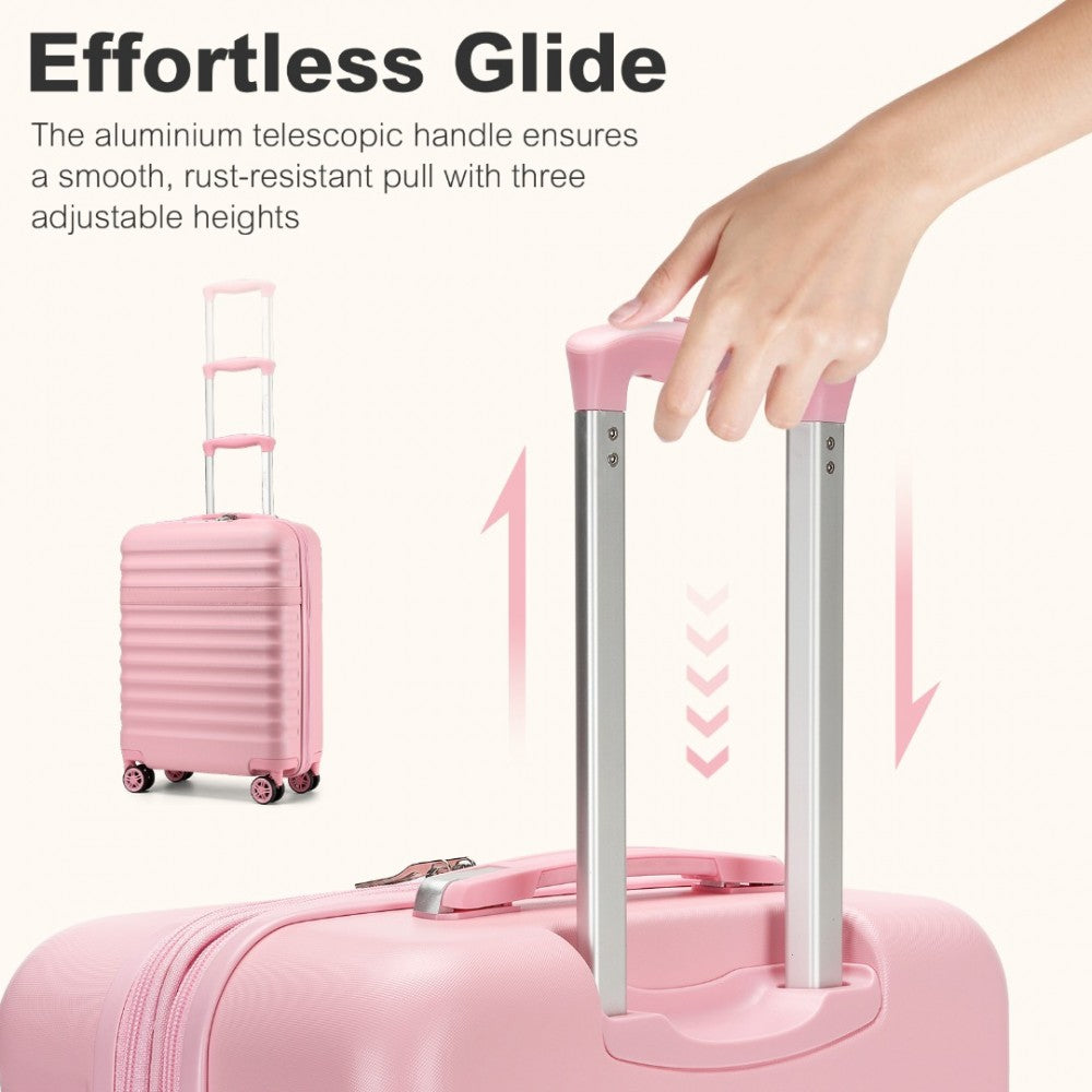 Kono KSK2484 3-Piece Luggage Set in Pink - Expandable Lightweight Hard Shell Suitcase with TSA Lock