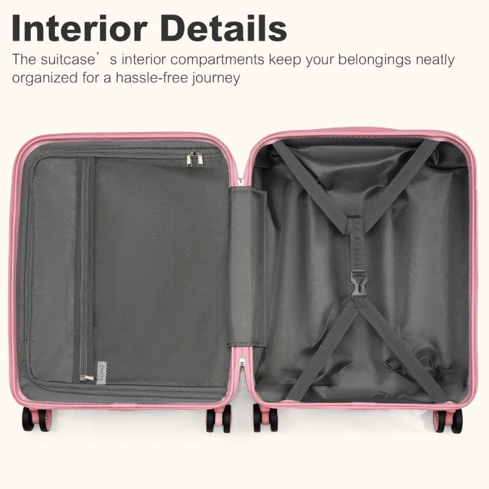 Kono KSK2484 3-Piece Luggage Set in Pink - Expandable Lightweight Hard Shell Suitcase with TSA Lock