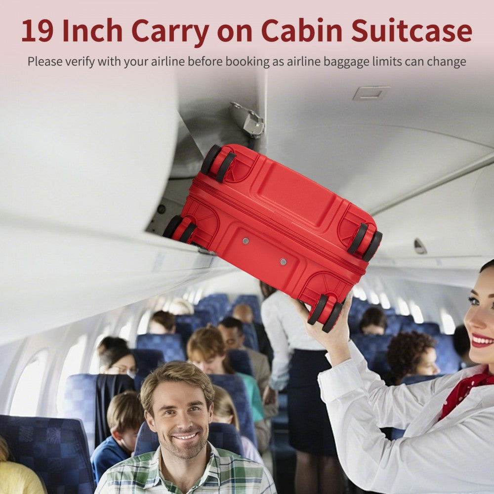 Kono KSK2492 Cabin Luggage in Red (55x38x20 cm) - PP Hardshell Lightweight and Durable - Features TSA Lock & 360° Spinner Silent Wheels
