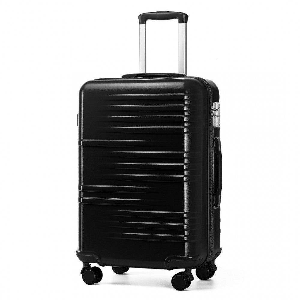 British Traveller K2391L Large Luggage in Black (74.5x49x30.5 cm) - Durable Polycarbonate and ABS Hard Shell Suitcase With TSA Lock - Luggage eStore