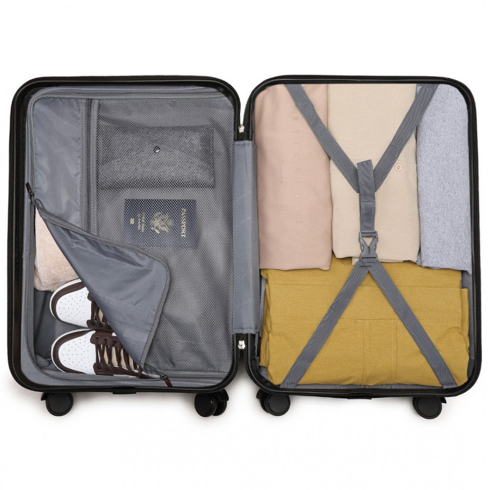 British Traveller K2391L Large Luggage in Black (74.5x49x30.5 cm) - Durable Polycarbonate and ABS Hard Shell Suitcase With TSA Lock - Luggage eStore