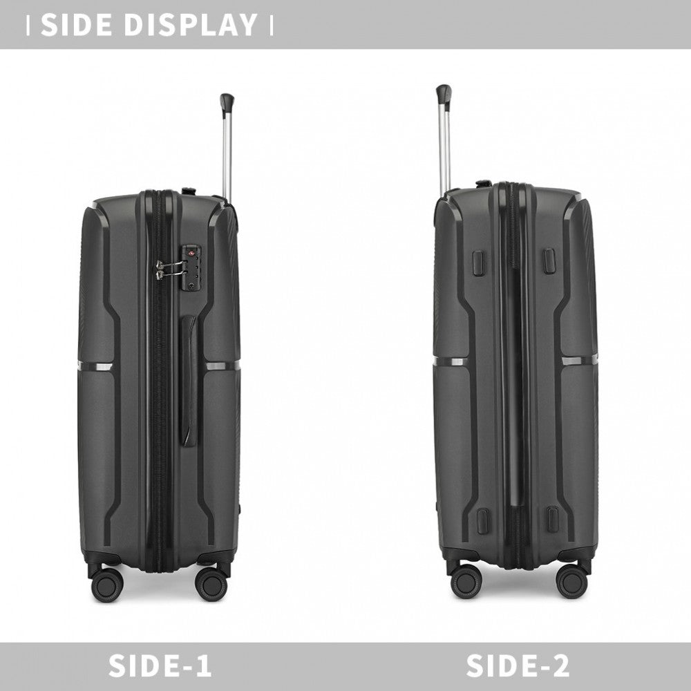 British Traveller K2393L Large Luggage in Black (76x51x30 cm) - Hard Shell Suitcase With 360° Spinner and TSA Lock - Luggage eStore