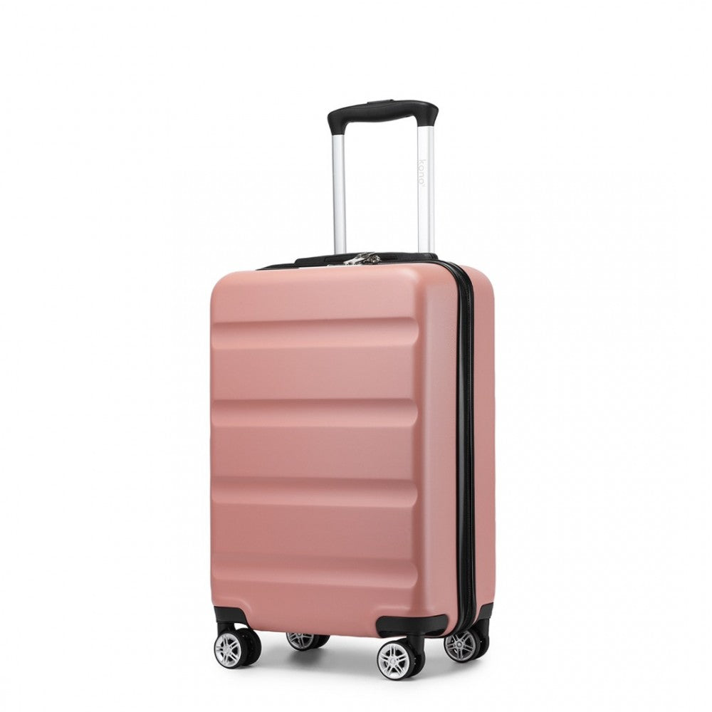 Kono KSK2482 Cabin Luggage in Pink (55x35x22cm) - Stylish Hard Shell Carry-On Suitcase with TSA Lock - Luggage eStore