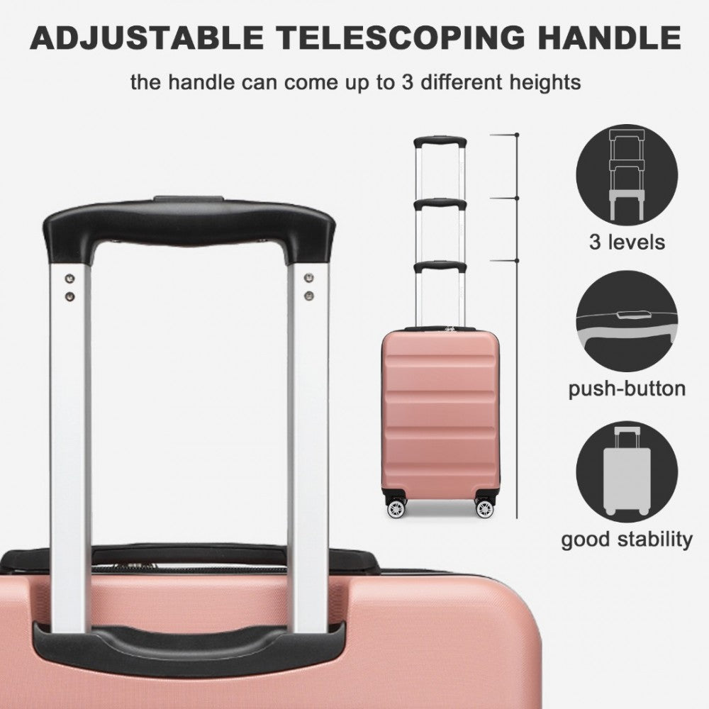 Kono KSK2482 Cabin Luggage in Pink (55x35x22cm) - Stylish Hard Shell Carry-On Suitcase with TSA Lock - Luggage eStore