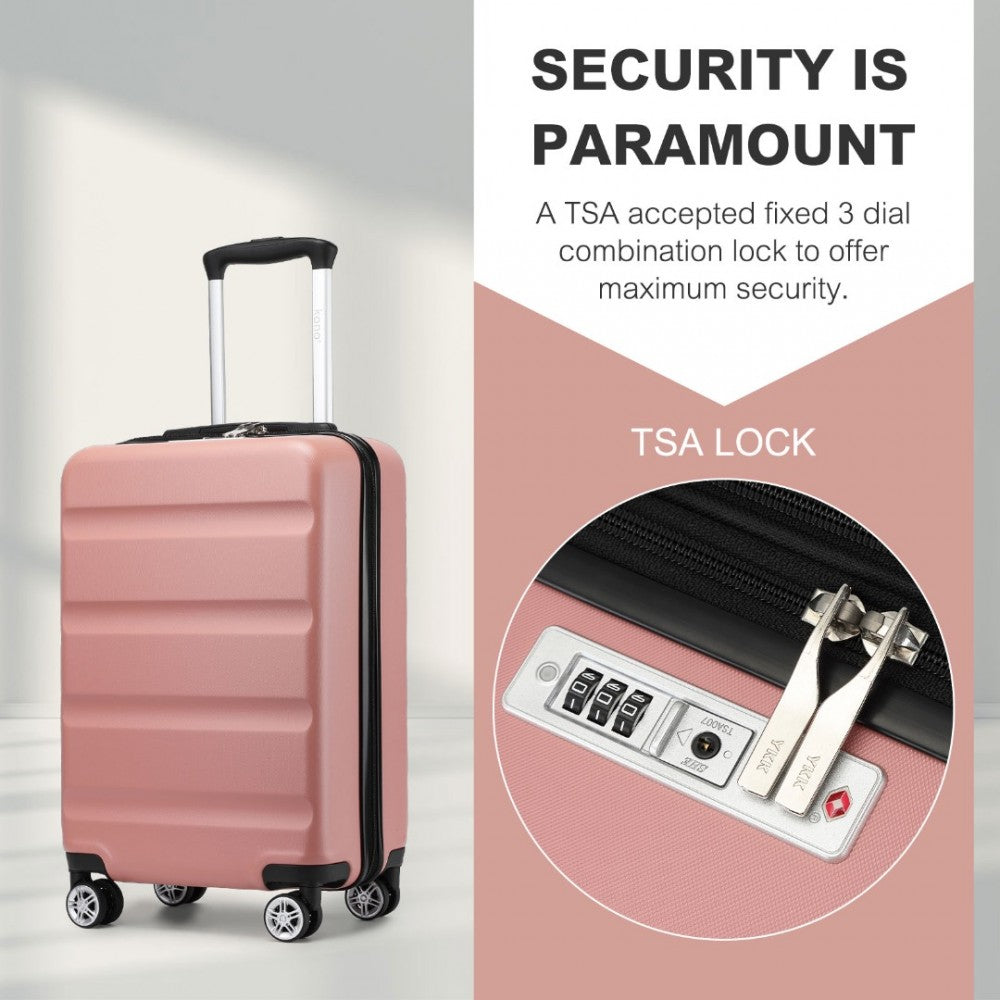 Kono KSK2482 Cabin Luggage in Pink (55x35x22cm) - Stylish Hard Shell Carry-On Suitcase with TSA Lock - Luggage eStore