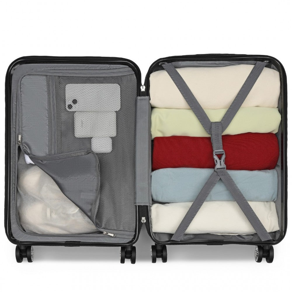 Kono KSK2482 Cabin Luggage in Pink (55x35x22cm) - Stylish Hard Shell Carry-On Suitcase with TSA Lock - Luggage eStore
