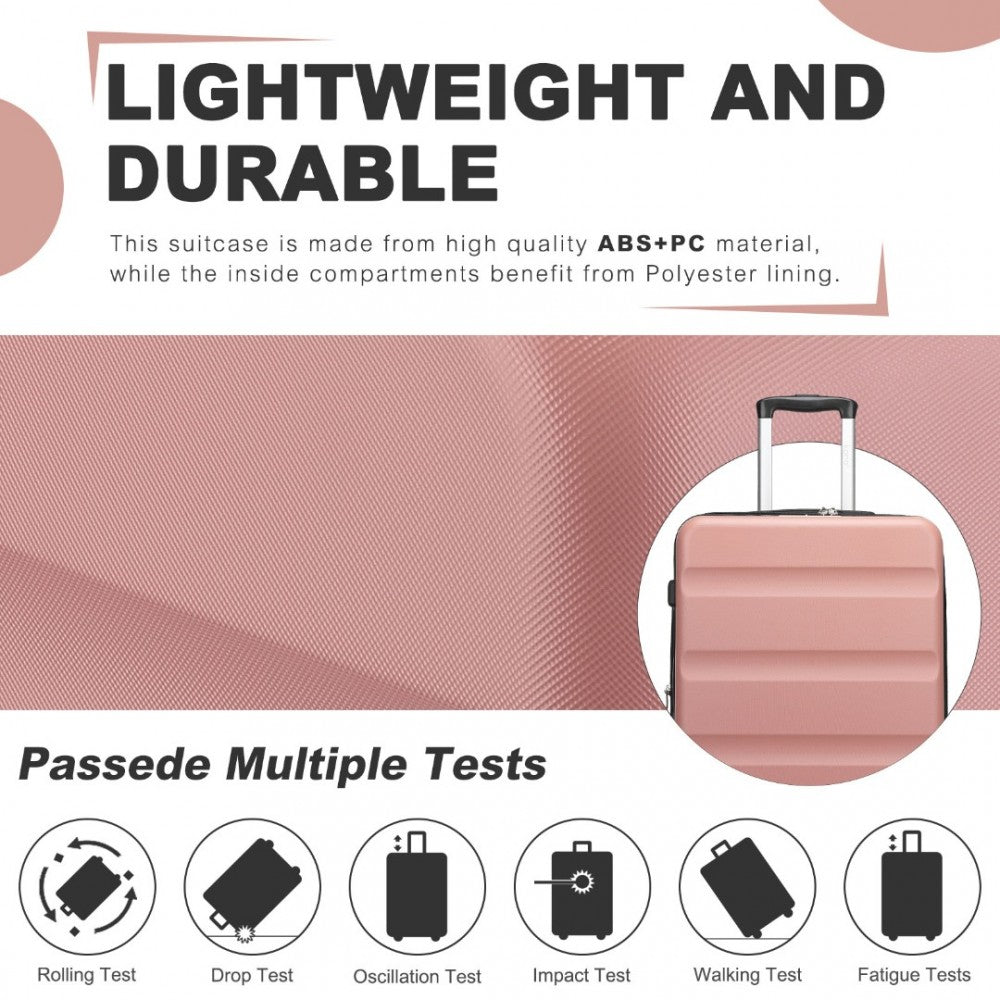 Kono KSK2482 Cabin Luggage in Pink (55x35x22cm) - Stylish Hard Shell Carry-On Suitcase with TSA Lock - Luggage eStore