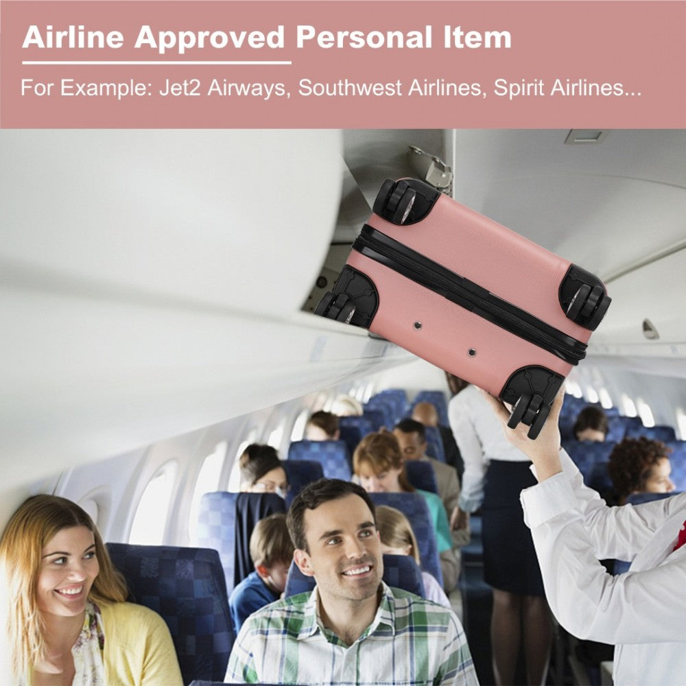 Kono KSK2482 Cabin Luggage in Pink (55x35x22cm) - Stylish Hard Shell Carry-On Suitcase with TSA Lock - Luggage eStore