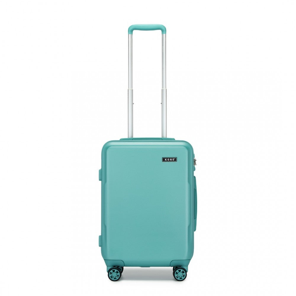 Kono KSK2494 Cabin Luggage in Blue (55x38x20 cm) - Minimalist Hard Shell ABS+PC Suitcase with TSA Lock 360° Spinner Wheels - Luggage eStore
