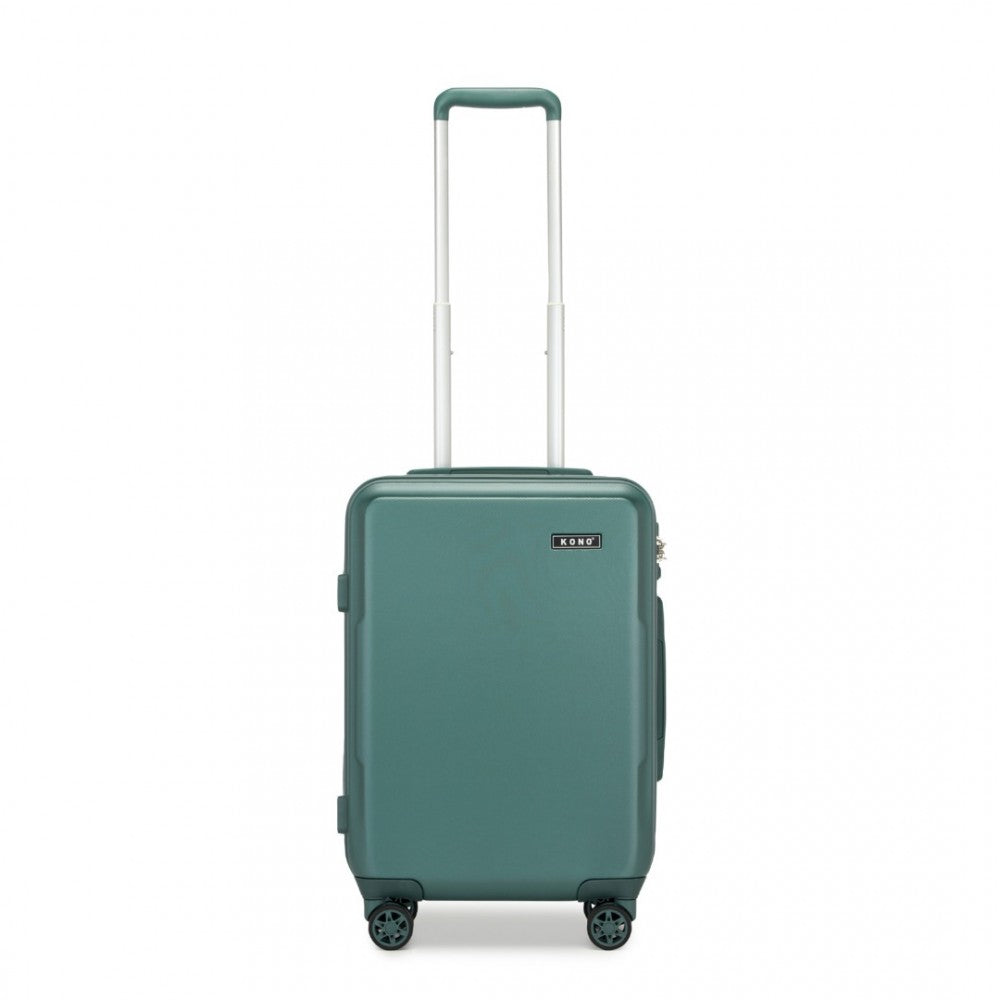 Kono KSK2494 Cabin Luggage in Military Green (55x38x20 cm) - Minimalist Hard Shell ABS+PC Suitcase with TSA Lock 360° Spinner Wheels - Luggage eStore