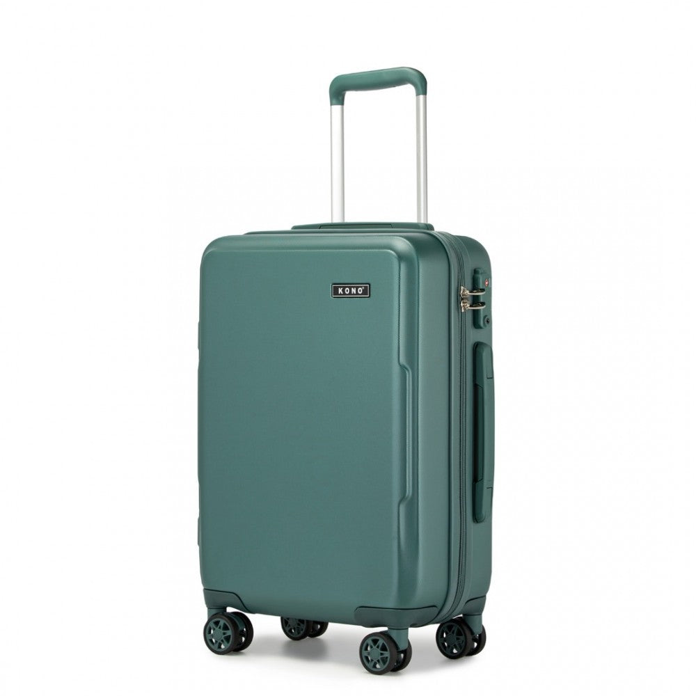 Kono KSK2494 Cabin Luggage in Military Green (55x38x20 cm) - Minimalist Hard Shell ABS+PC Suitcase with TSA Lock 360° Spinner Wheels - Luggage eStore