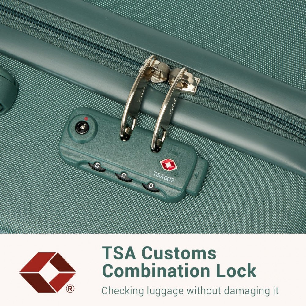 Kono KSK2494 Cabin Luggage in Military Green (55x38x20 cm) - Minimalist Hard Shell ABS+PC Suitcase with TSA Lock 360° Spinner Wheels - Luggage eStore