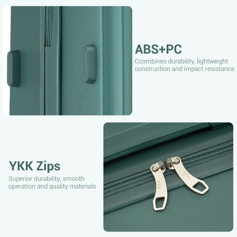 Kono KSK2494 Cabin Luggage in Military Green (55x38x20 cm) - Minimalist Hard Shell ABS+PC Suitcase with TSA Lock 360° Spinner Wheels - Luggage eStore