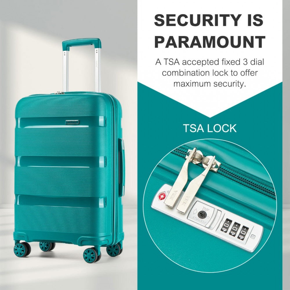 Kono KSK2492 Large Checked Luggage in Blue and Green (75x47.5x29cm) - PP Hardshell Lightweight and Durable - Features TSA Lock & 360° Spinner Silent Wheels - Luggage eStore