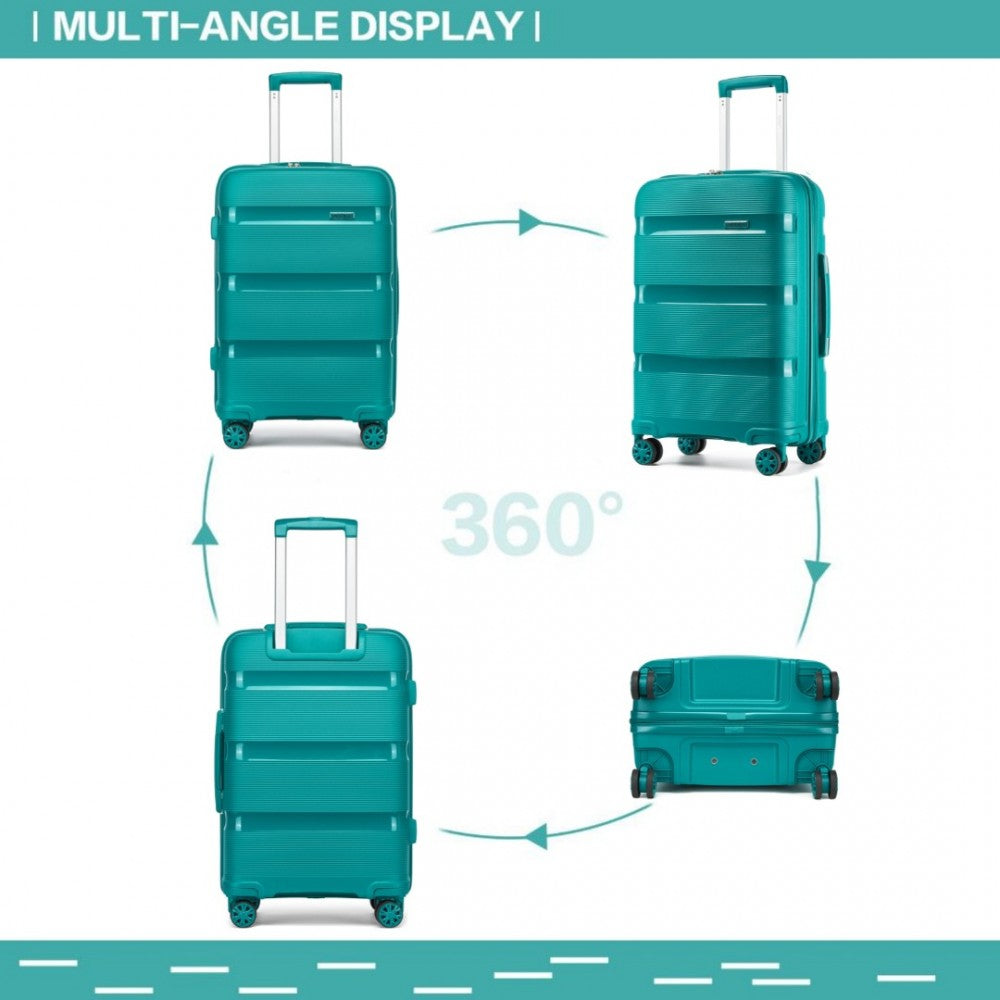 Kono KSK2492 Large Checked Luggage in Blue and Green (75x47.5x29cm) - PP Hardshell Lightweight and Durable - Features TSA Lock & 360° Spinner Silent Wheels - Luggage eStore