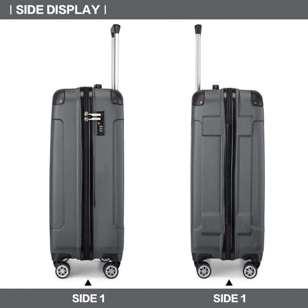 K1777-1L - Kono 19 Inch ABS Lightweight Compact Hard Shell Cabin Suitcase Travel Carry-On Luggage - Grey - Luggage eStore