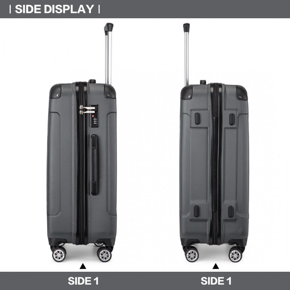 K1777-1L - Kono 24 Inch ABS Lightweight Compact Hard Shell Travel Luggage For Extended Journeys - Grey - Luggage eStore