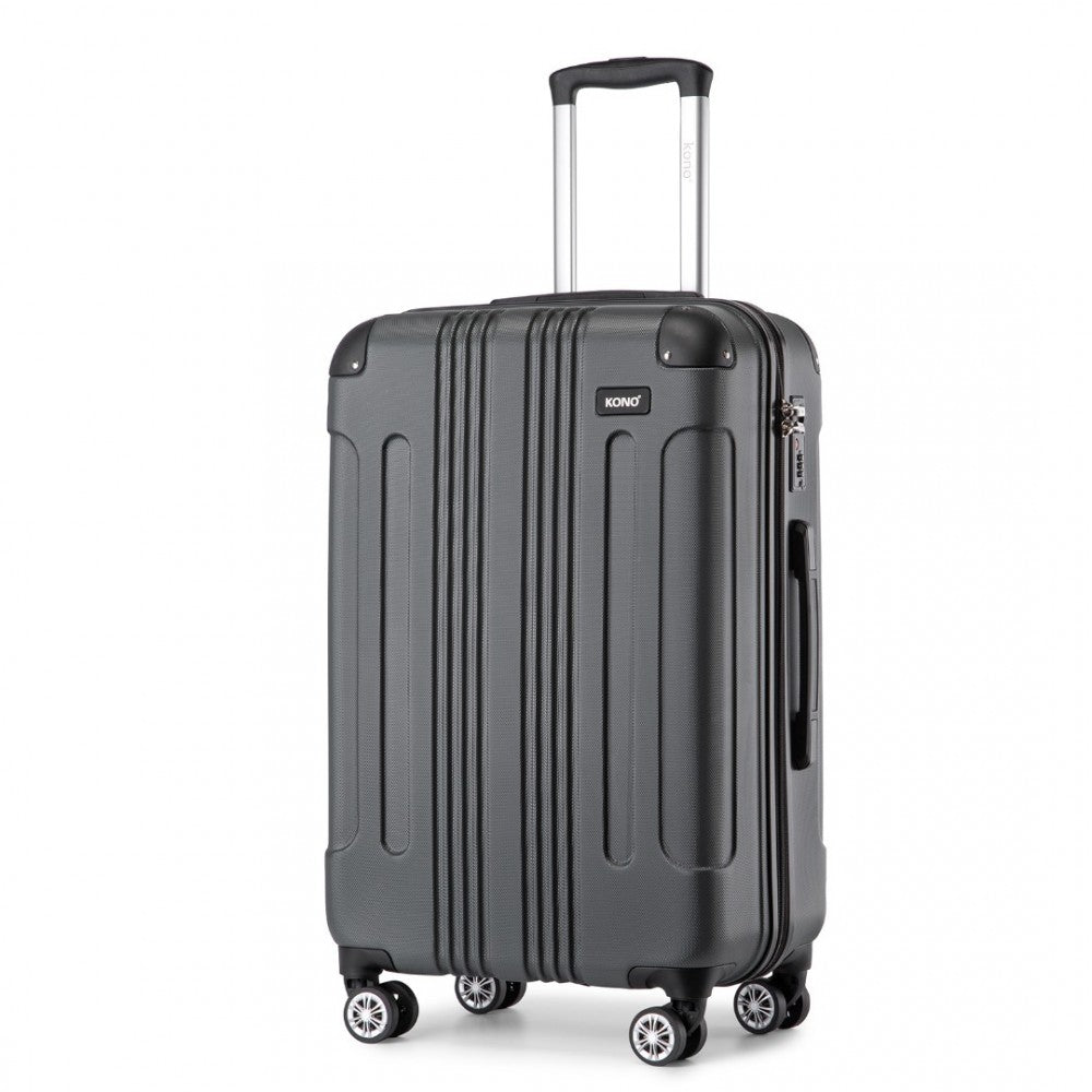 K1777-1L - Kono 24 Inch ABS Lightweight Compact Hard Shell Travel Luggage For Extended Journeys - Grey - Luggage eStore