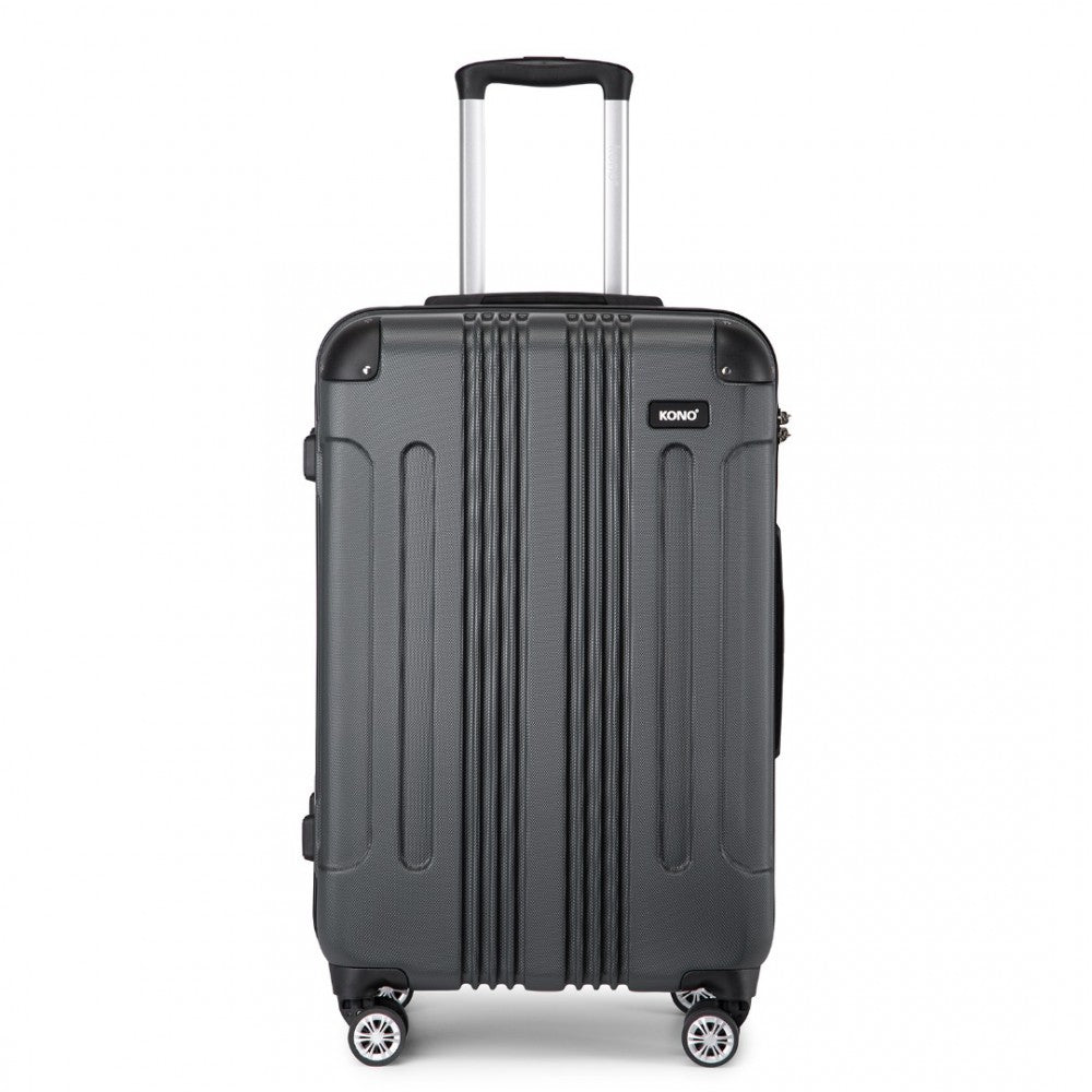 K1777-1L - Kono 24 Inch ABS Lightweight Compact Hard Shell Travel Luggage For Extended Journeys - Grey - Luggage eStore