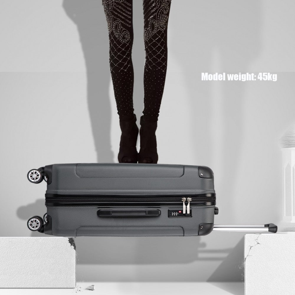 K1777-1L - Kono 24 Inch ABS Lightweight Compact Hard Shell Travel Luggage For Extended Journeys - Grey - Luggage eStore