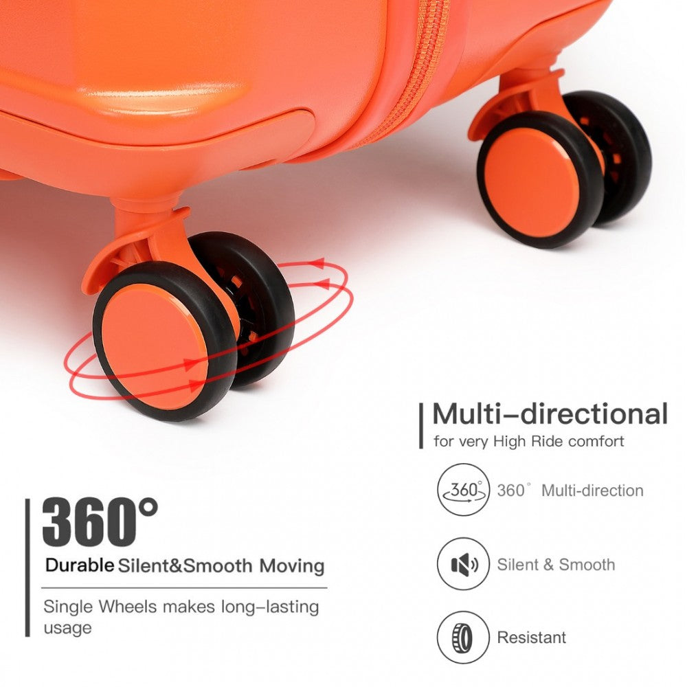 K2391L - British Traveller 3 Pcs Set Durable Polycarbonate and ABS Hard Shell Suitcase With TSA Lock - Orange - Luggage eStore