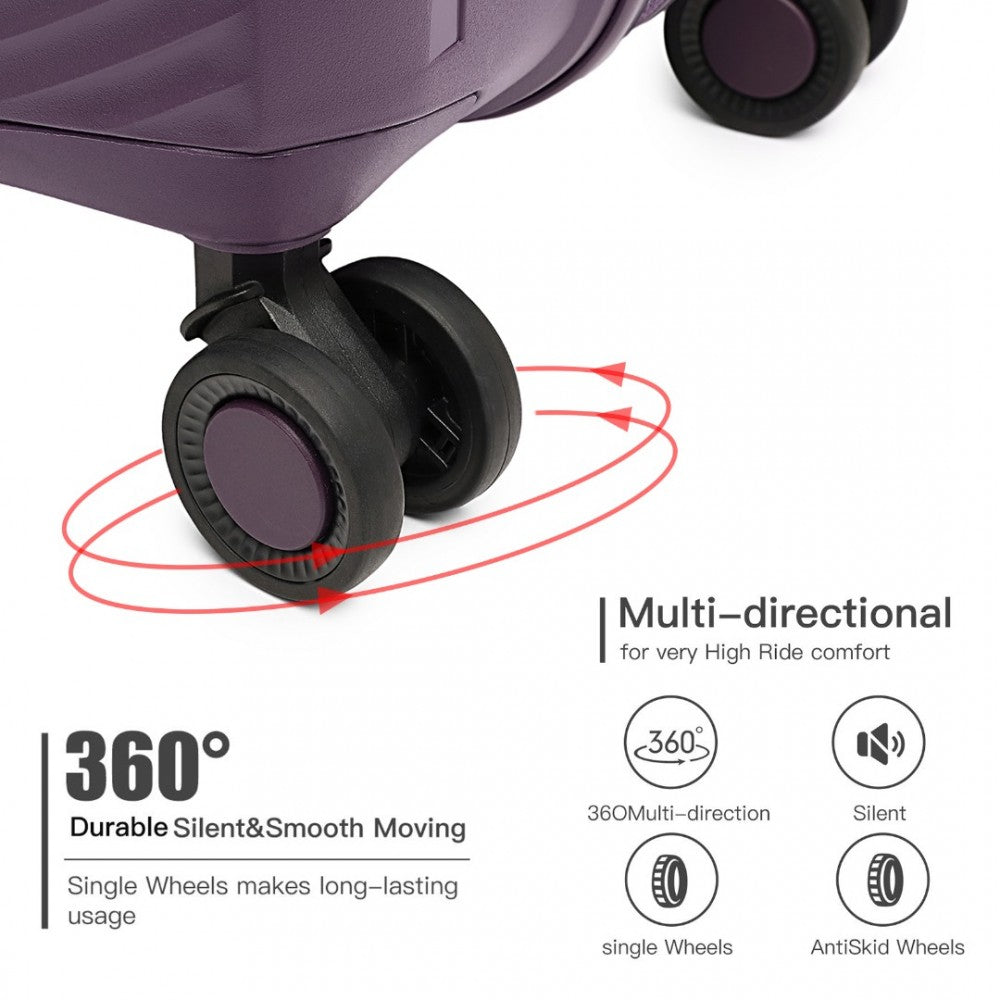 K2393L - British Traveller 20 Inch Spinner Hard Shell PP Suitcase With TSA Lock - Purple - Luggage eStore
