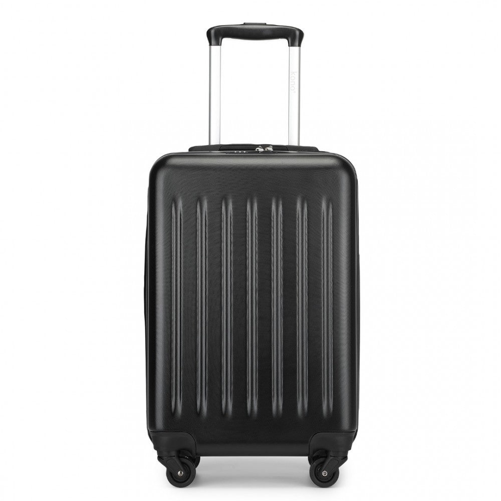 Kono KSK2477 Cabin Luggage in Black (54.5x34.5x21.5cm) - Expandable ABS Vertical Textured Hard Shell Suitcase with Secure 3-Digit Lock